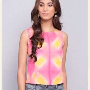 Pink And Yellow Tie & Dye Top